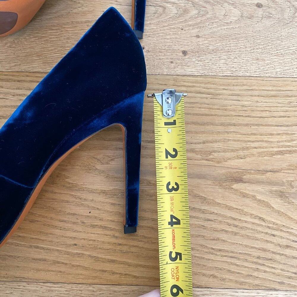 Santoni Rose Collection Velvet Stiletto Heel Pumps in Blue - Picture 6 of 9
